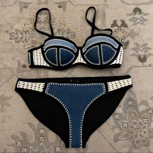 Blue Crochet Neoprene Triangl Bikini